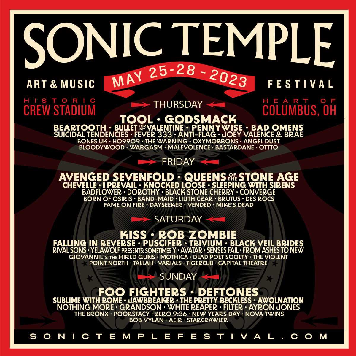 Sonic Temple Art & Music Festival: Tool, Avenged Sevenfold, Kiss & Foo Fighters - 4 Day Pass at Puscifer Tickets